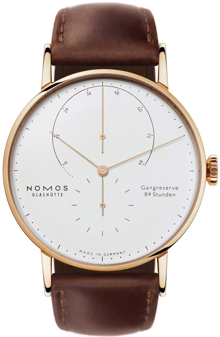Nomos Glashutte Watch Lambda Rose Gold Sapphire Crystal - Silver