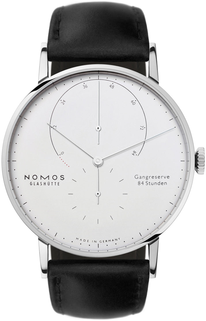 Nomos Glashutte Watch Lambda White Gold Sapphire Crystal - Silver
