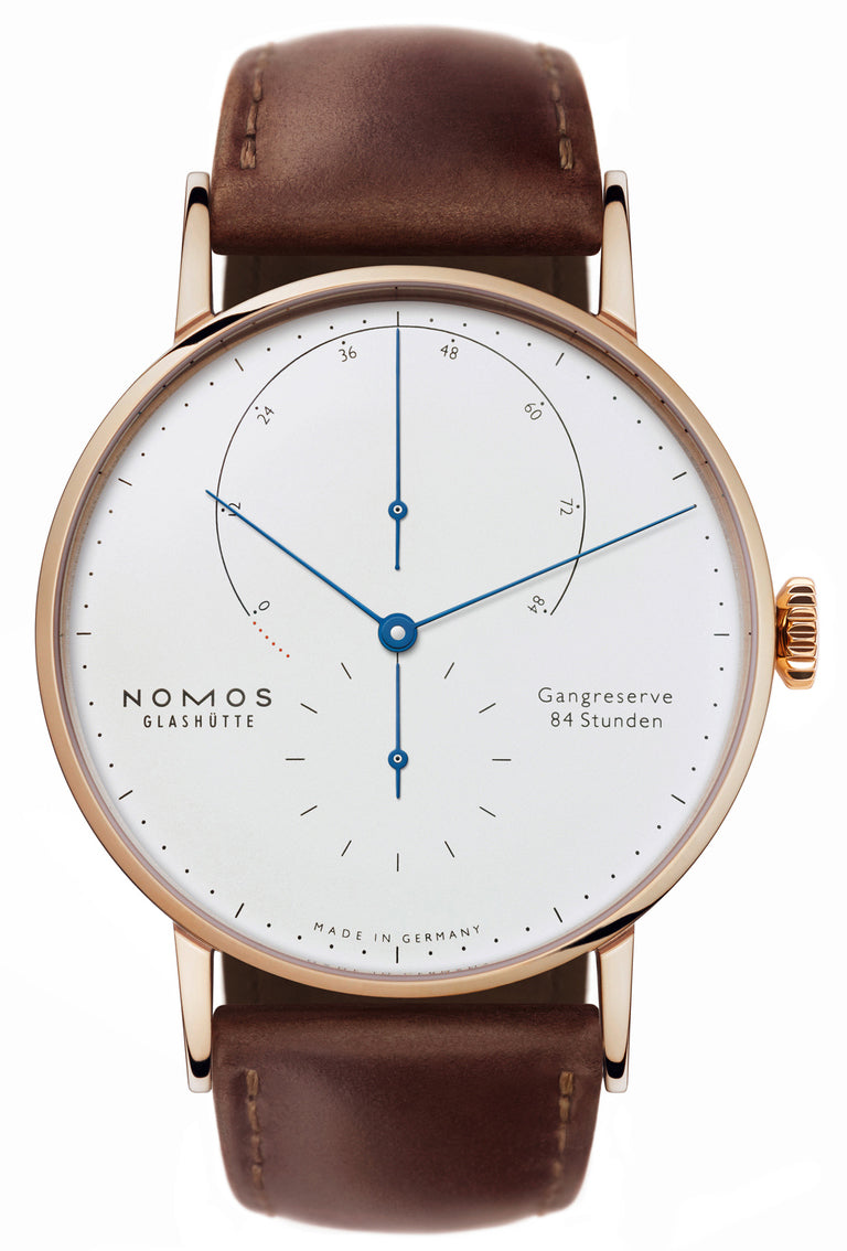 Nomos Glashutte Watch Lambda Rose Gold Zeiger Geblaut Sapphire Crystal - Silver