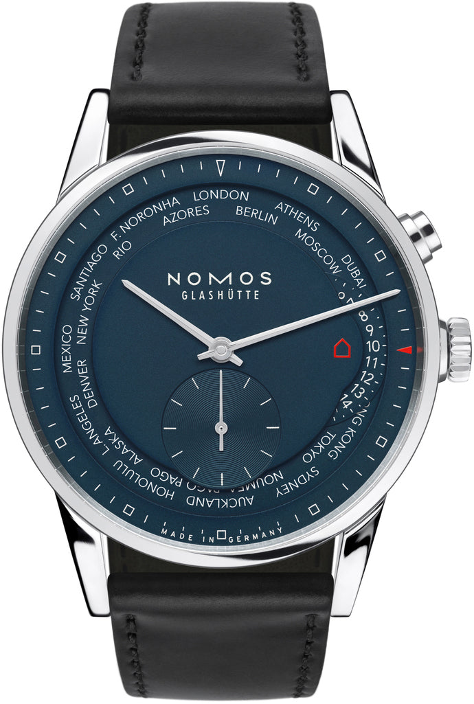 Nomos Glashutte Watch True Blue Worldtimer Sapphire Crystal - Blue