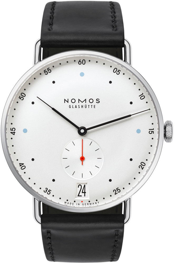 Nomos Glashutte Watch Metro 38 Datum Sapphire Crystal - White