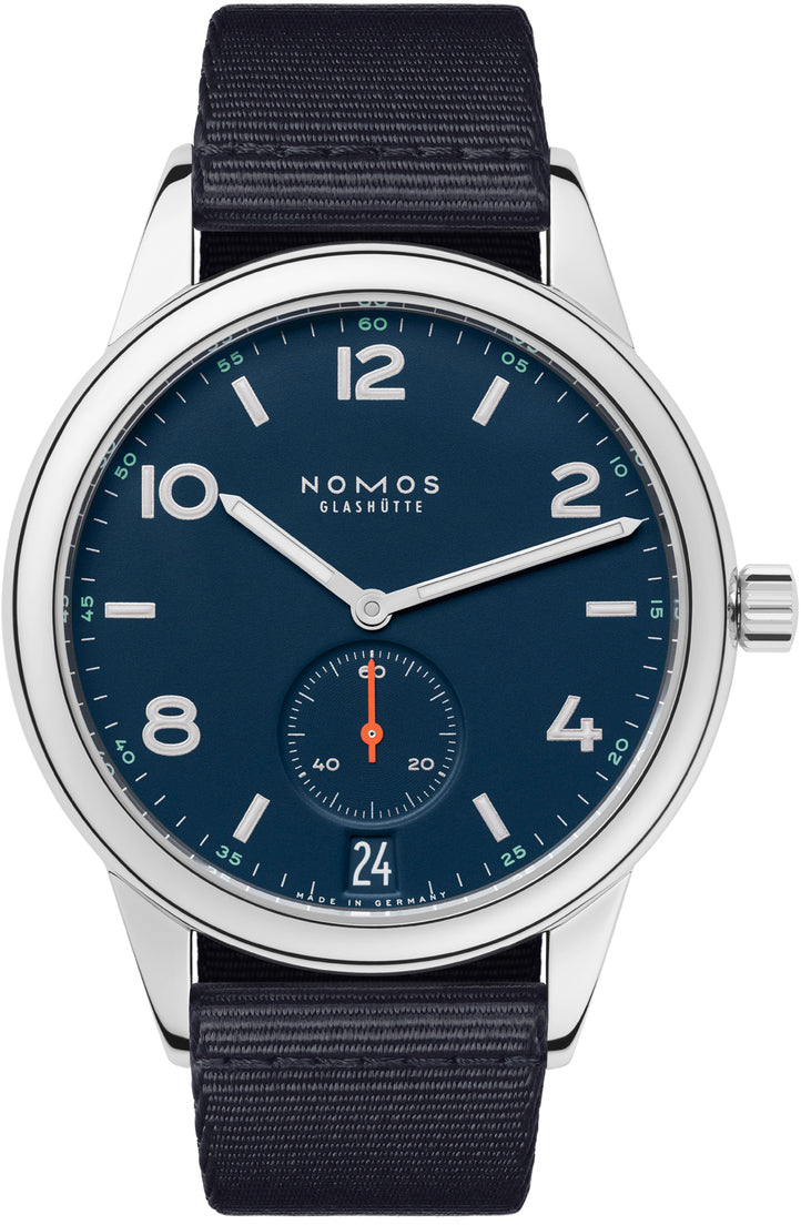 Nomos Glashutte Watch Club Automat Datum Atlantik Sapphire Crystal - Blue