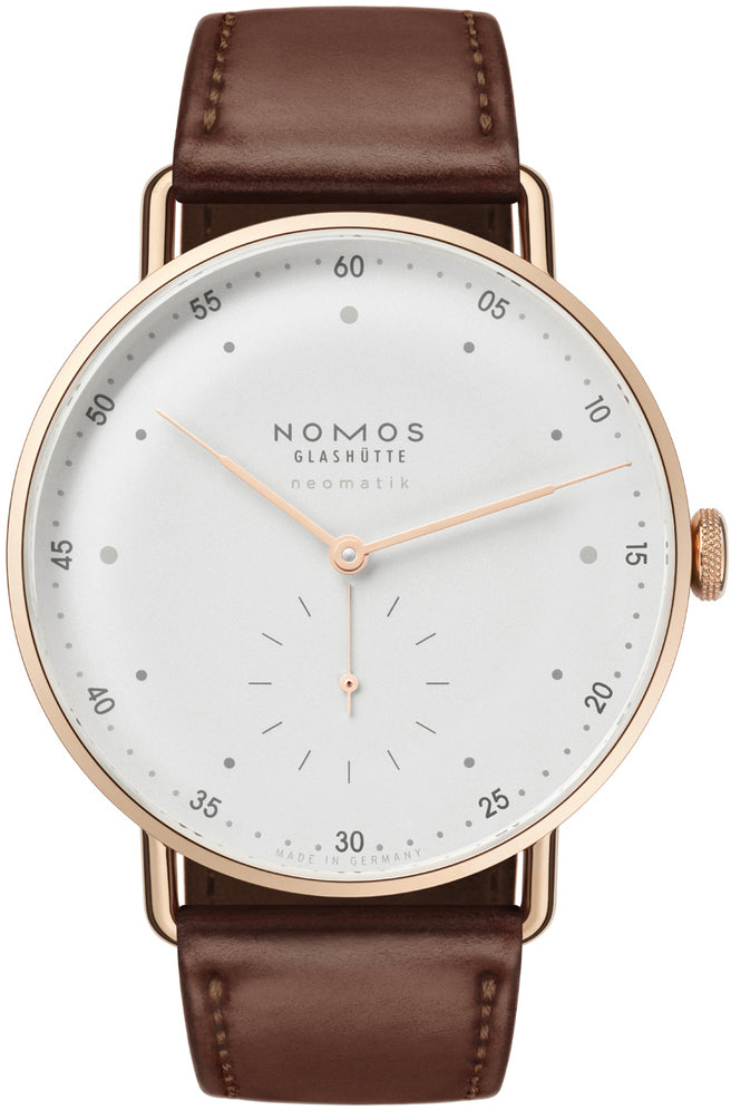 Nomos Glashutte Watch Metro Neomatik 39 Rose Gold Sapphire Crystal - Silver