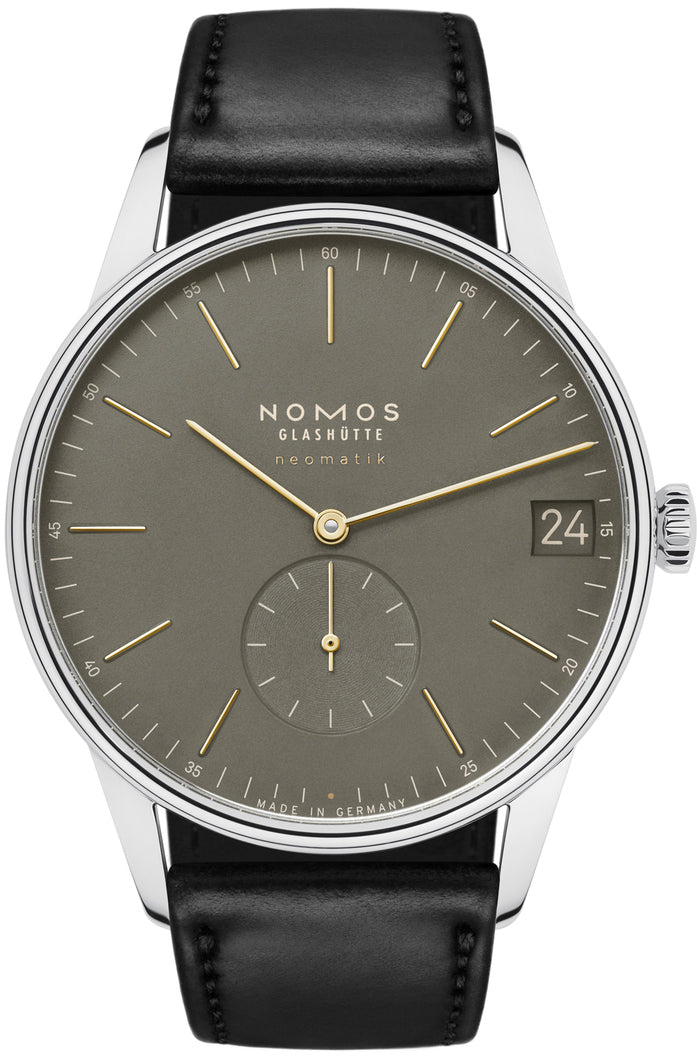 Nomos Glashutte Watch Orion Neomatik 41 Date Olive Gold Sapphire Crystal - Grey