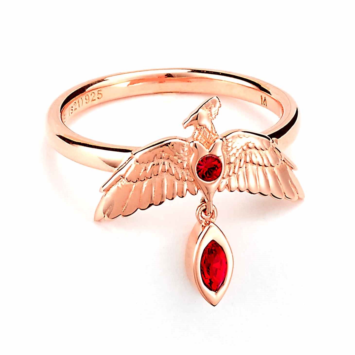 Official Harry Potter Rose Gold Plated Sterling Silver Fawkes Ring - Large