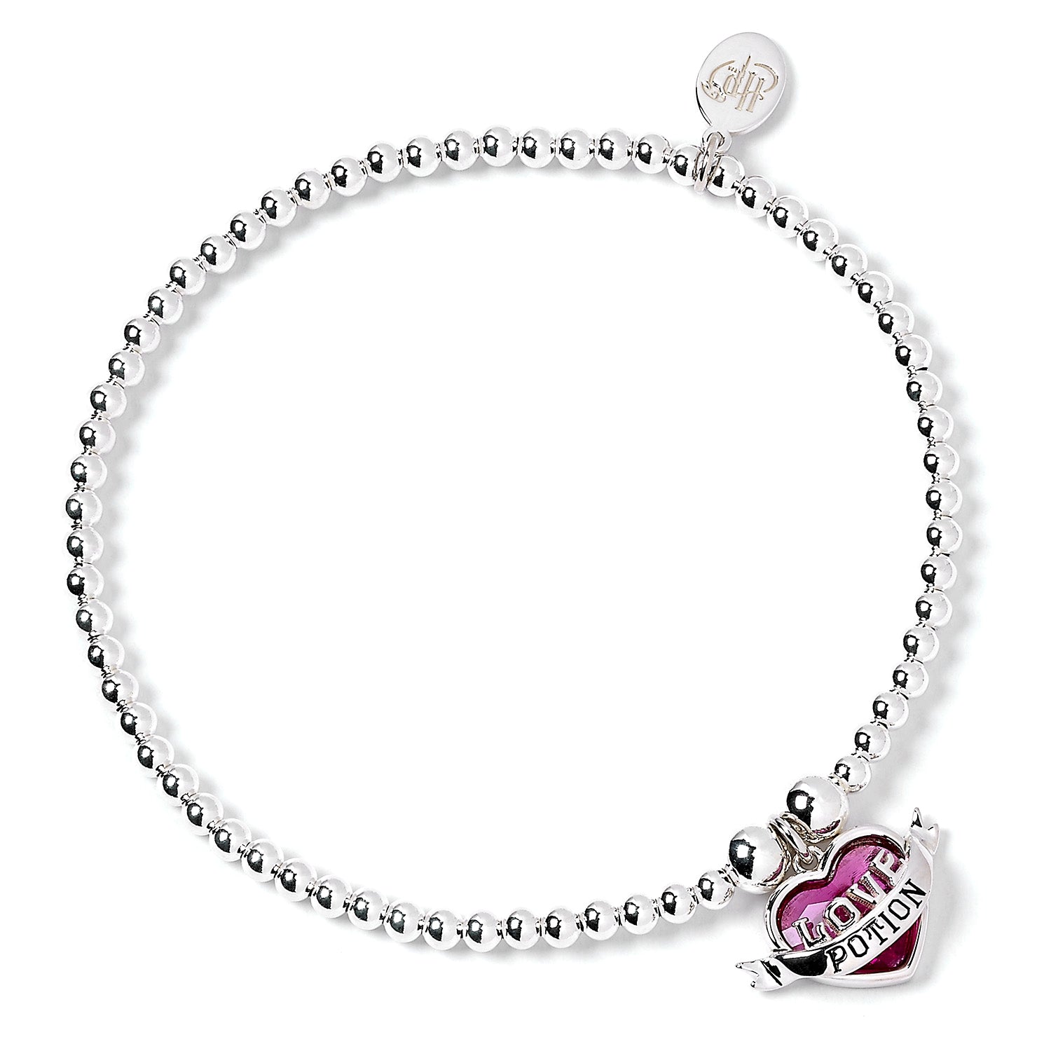 Official Harry Potter Sterling Silver Ball Bead Bracelet with Love Potion Charm - Silver