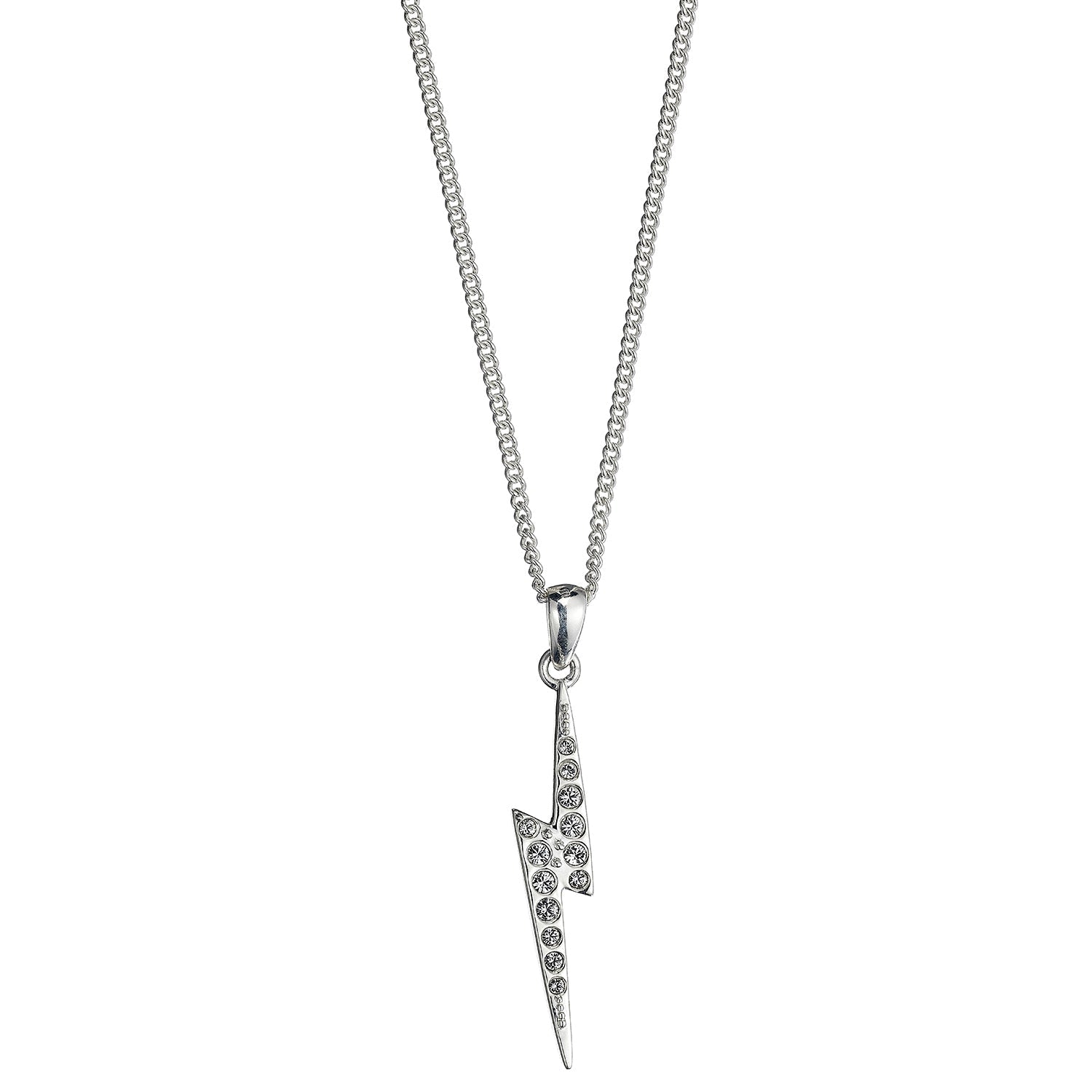 Official Harry Potter Sterling Silver Lightening Bolt Crystal Necklace - Silver