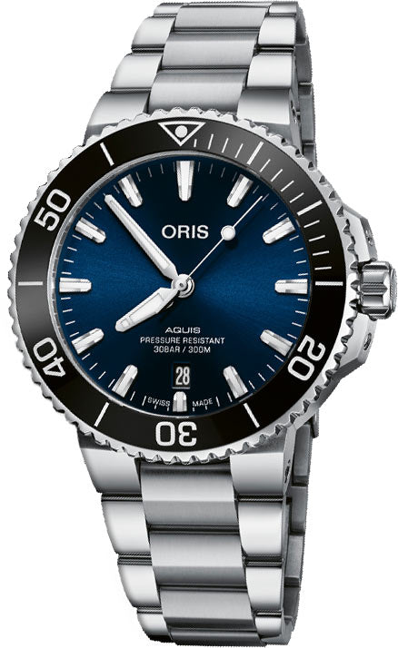 Oris Watch Aquis Date Bracelet - Blue