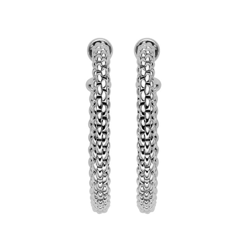 Fope Essentials 18ct White Gold Medium Hoop Earrings