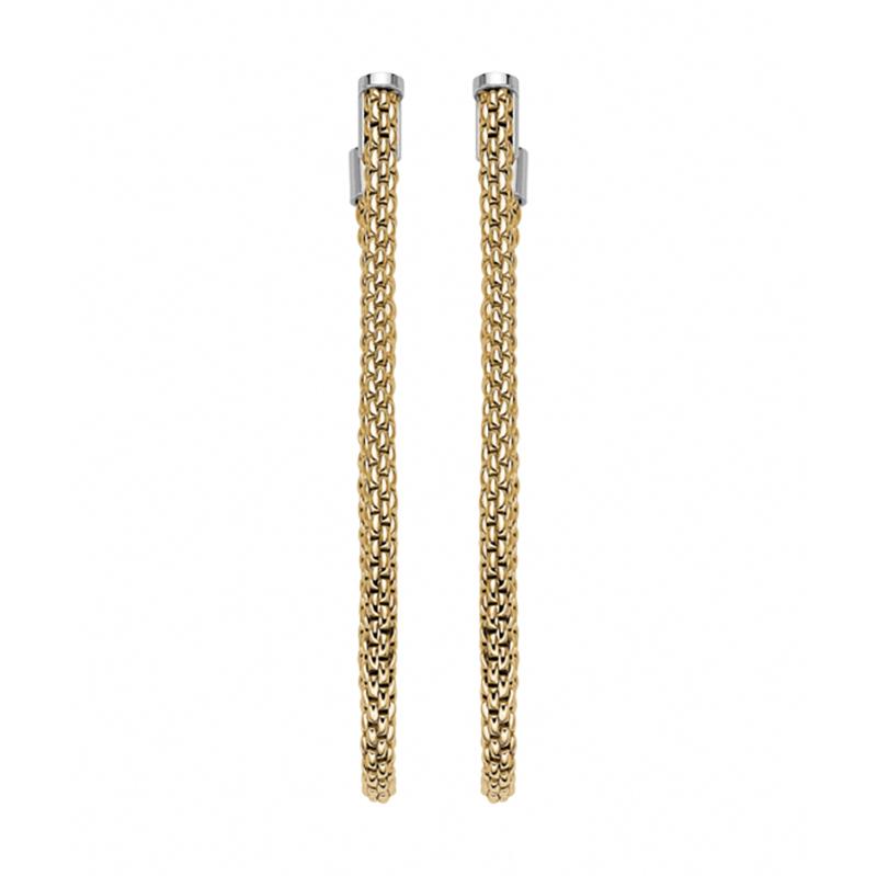 Fope Flexit Essentials 18ct Yellow Gold Long Mesh Chain Earrings