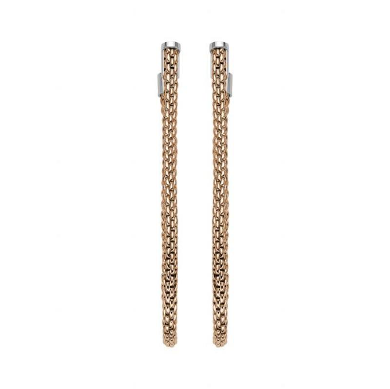 Fope Flexit Essentials 18ct Rose Gold Long Mesh Chain Earrings
