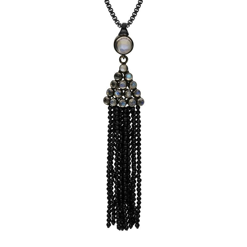 Sterling Silver Moonstone Spinel Cascade Necklace D - Option1 Value Silver