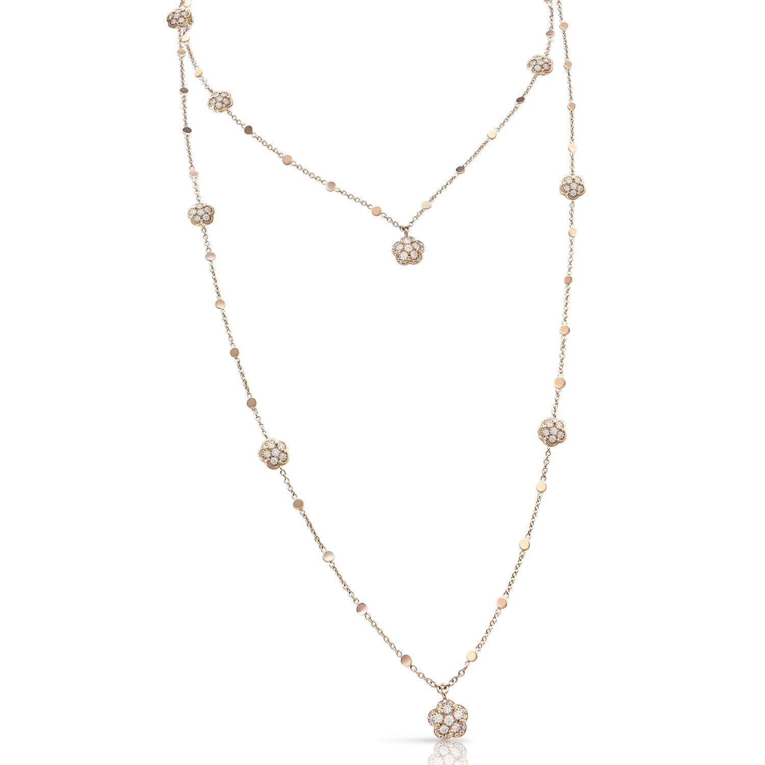 Pasquale Bruni Figlia Dei Fiori 18ct Rose Gold White and Champagne Diamond Sautoir Necklace - Gold