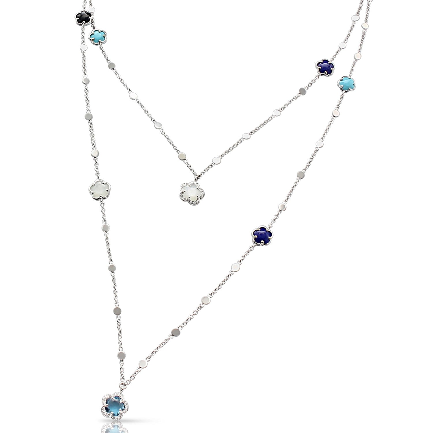 Pasquale Bruni Figlia Dei Fiori 18ct White Gold Multicoloured Gemstone Diamond Sautoir Necklace - Gold
