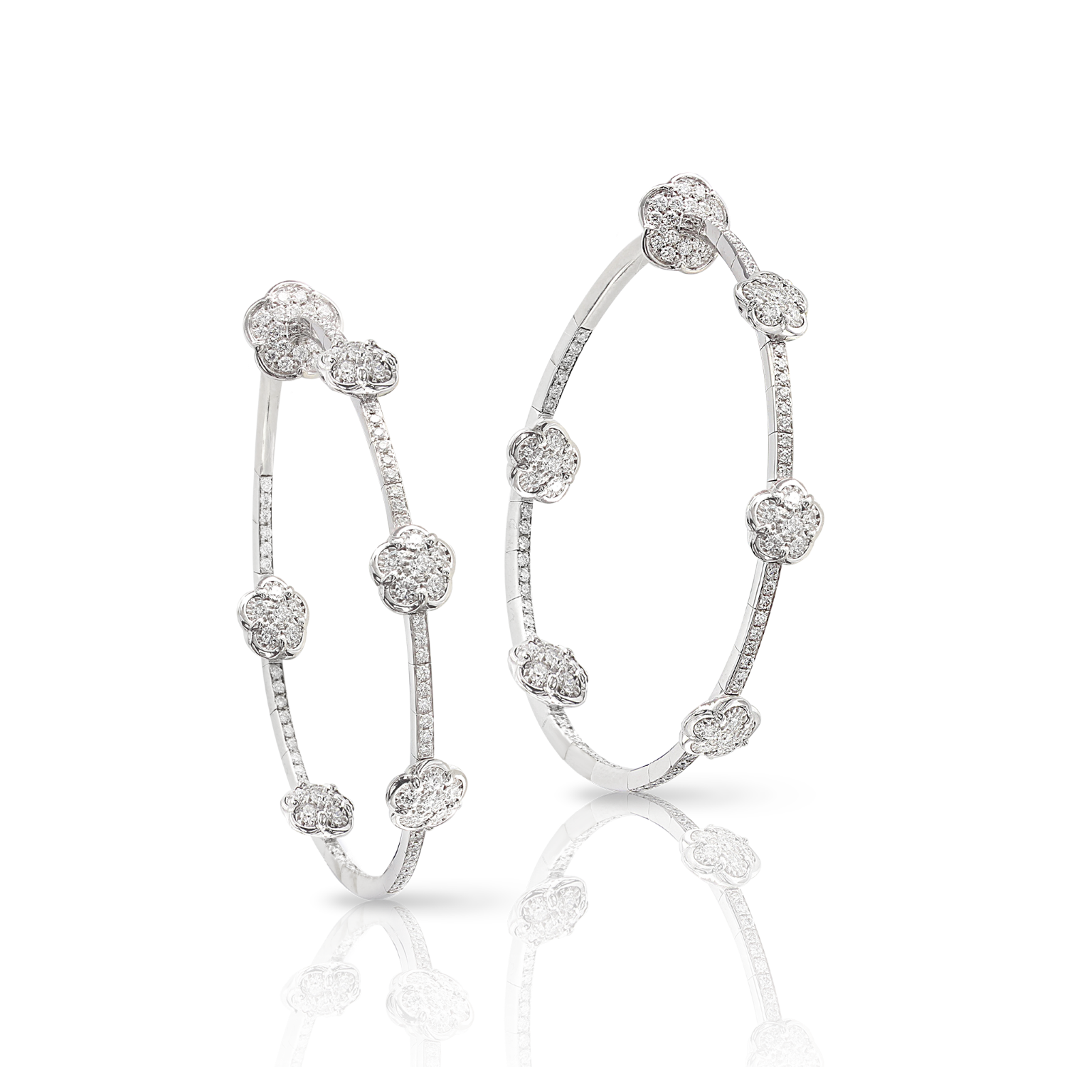 Pasquale Bruni Figlia Dei Fiori 18ct White Gold 2.08ct Diamond Hoop Earrings