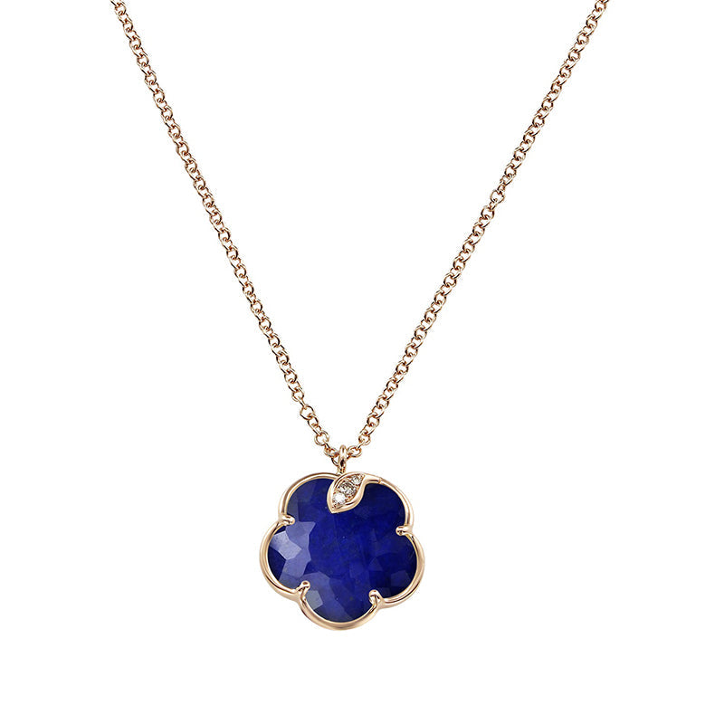 Pasquale Bruni Petit Joli 18ct Rose Gold Diamond Lapis Lazuli Rock Crystal Doublet Necklace - Gold