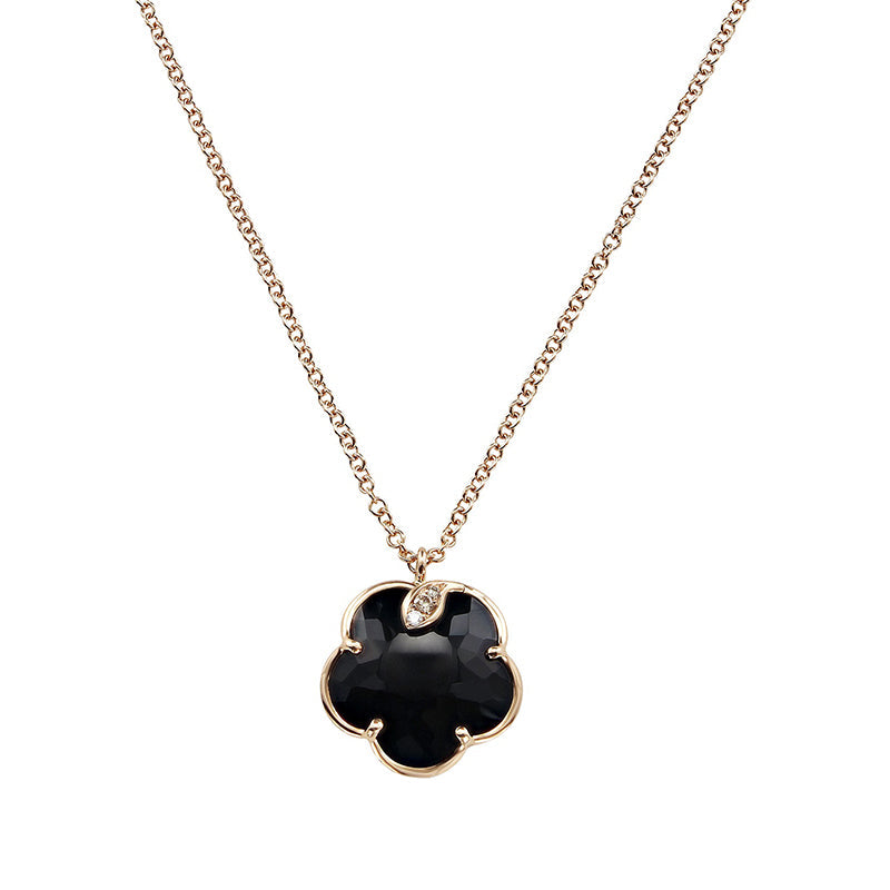 Pasquale Bruni Petit Joli 18ct Rose Gold White and Champagne Diamond Onyx Necklace - Gold