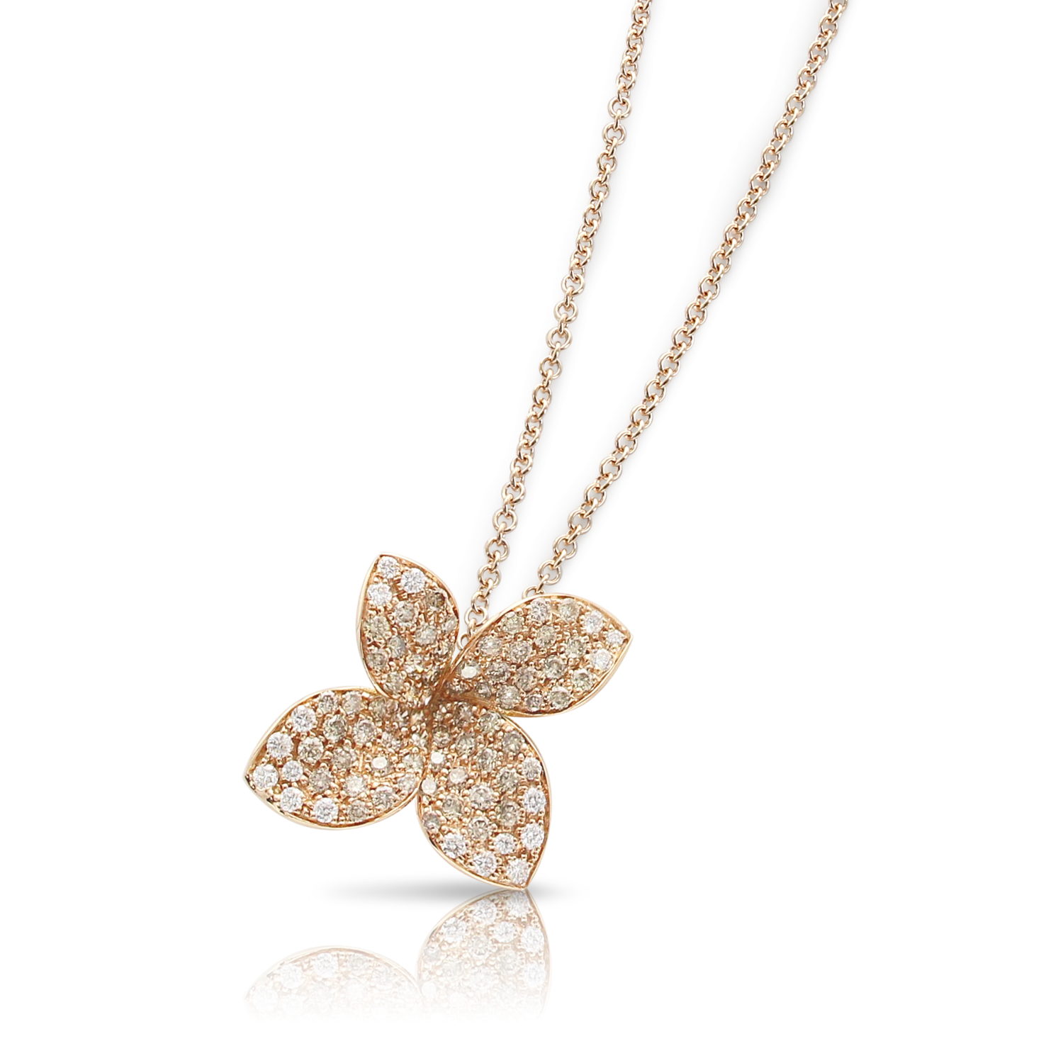 Pasquale Bruni Petit Garden 18ct Rose Gold White and Champagne Diamond Flower Necklace