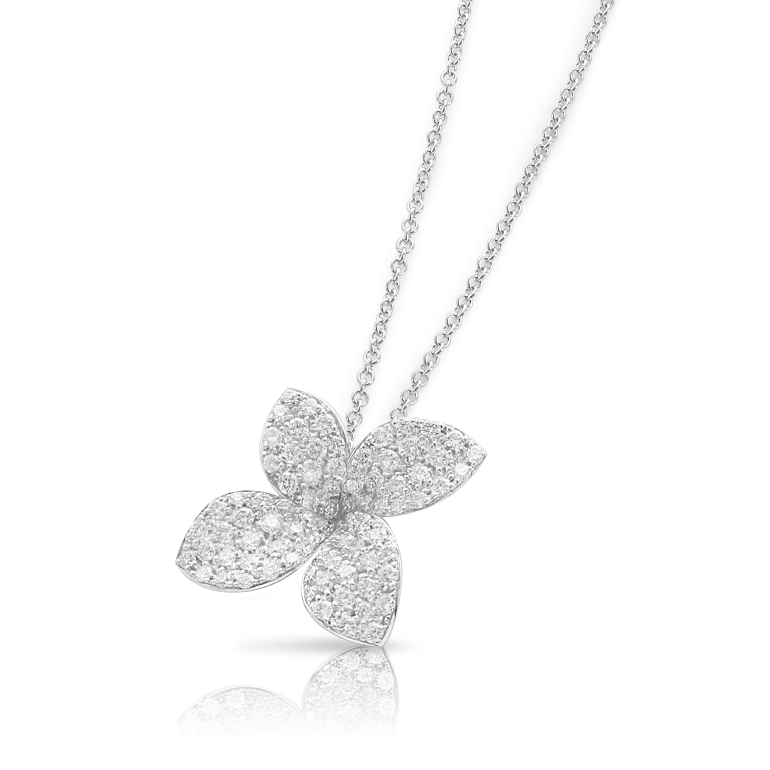 Pasquale Bruni Petit Garden 18ct White Gold 0.70ct Diamond Medium Flower Necklace
