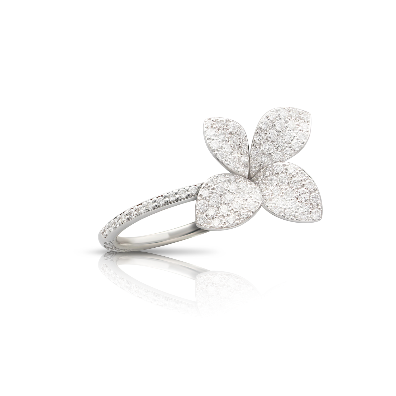 Pasquale Bruni Petit Garden 18ct White Gold 0.81ct Diamond Medium Flower Ring - 15-(55)
