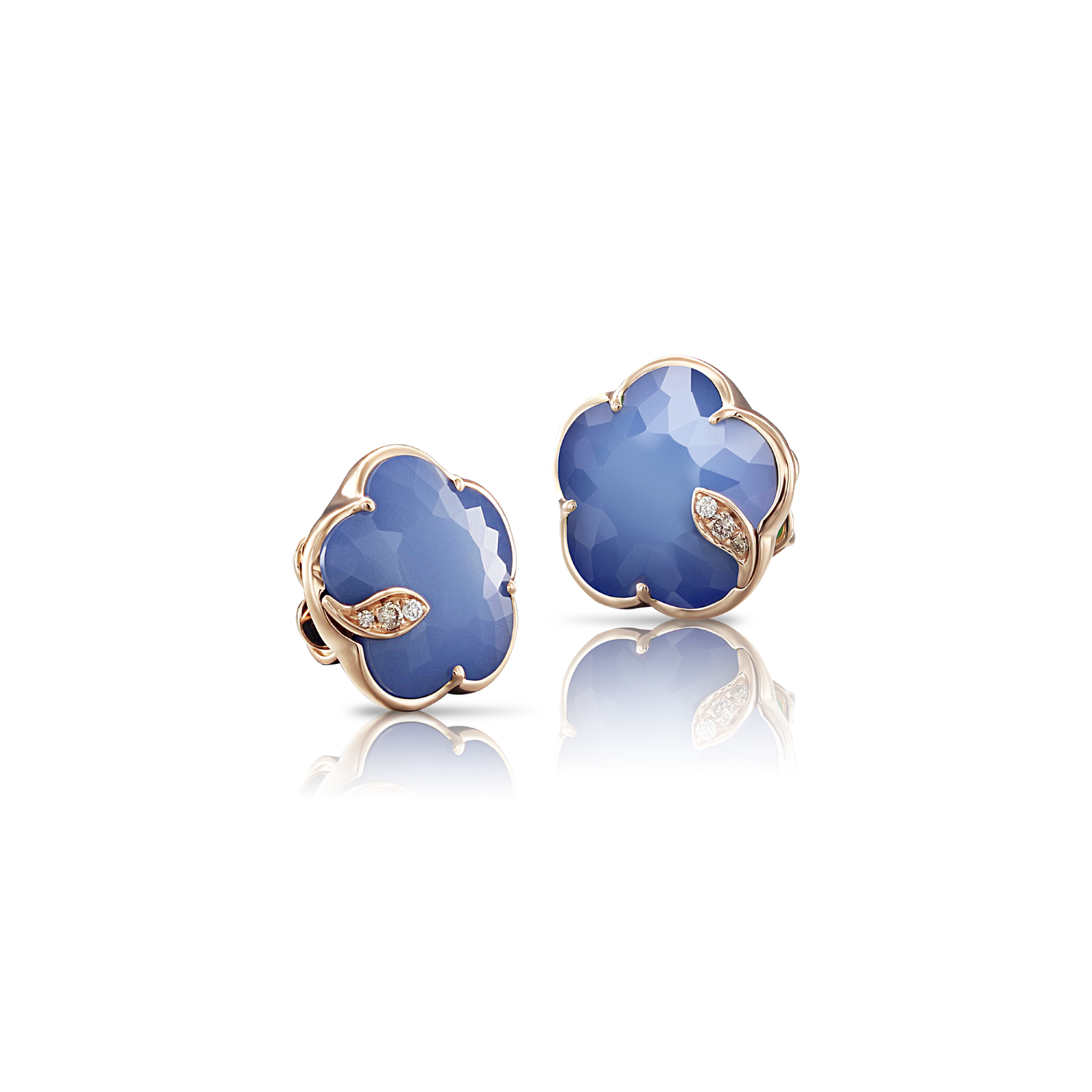 Pasquale Bruni Petit Joli 18ct Rose Gold Diamond Agate Lapis Lazuli Doublet Stud Earrings