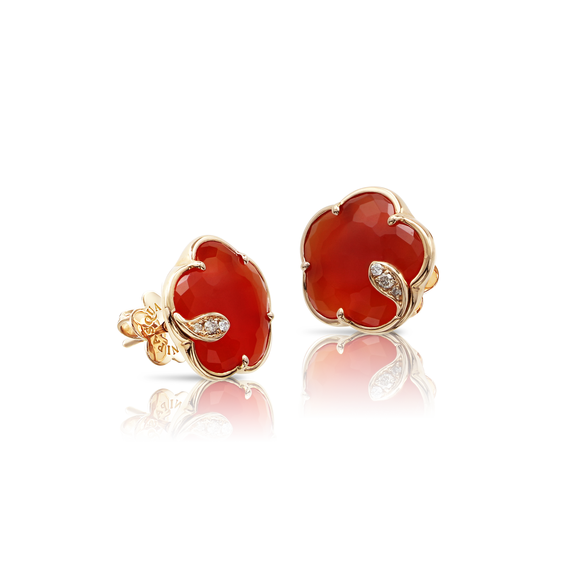 Pasquale Bruni Petit Joli 18ct Rose Gold Diamond Carnelian Stud Earrings