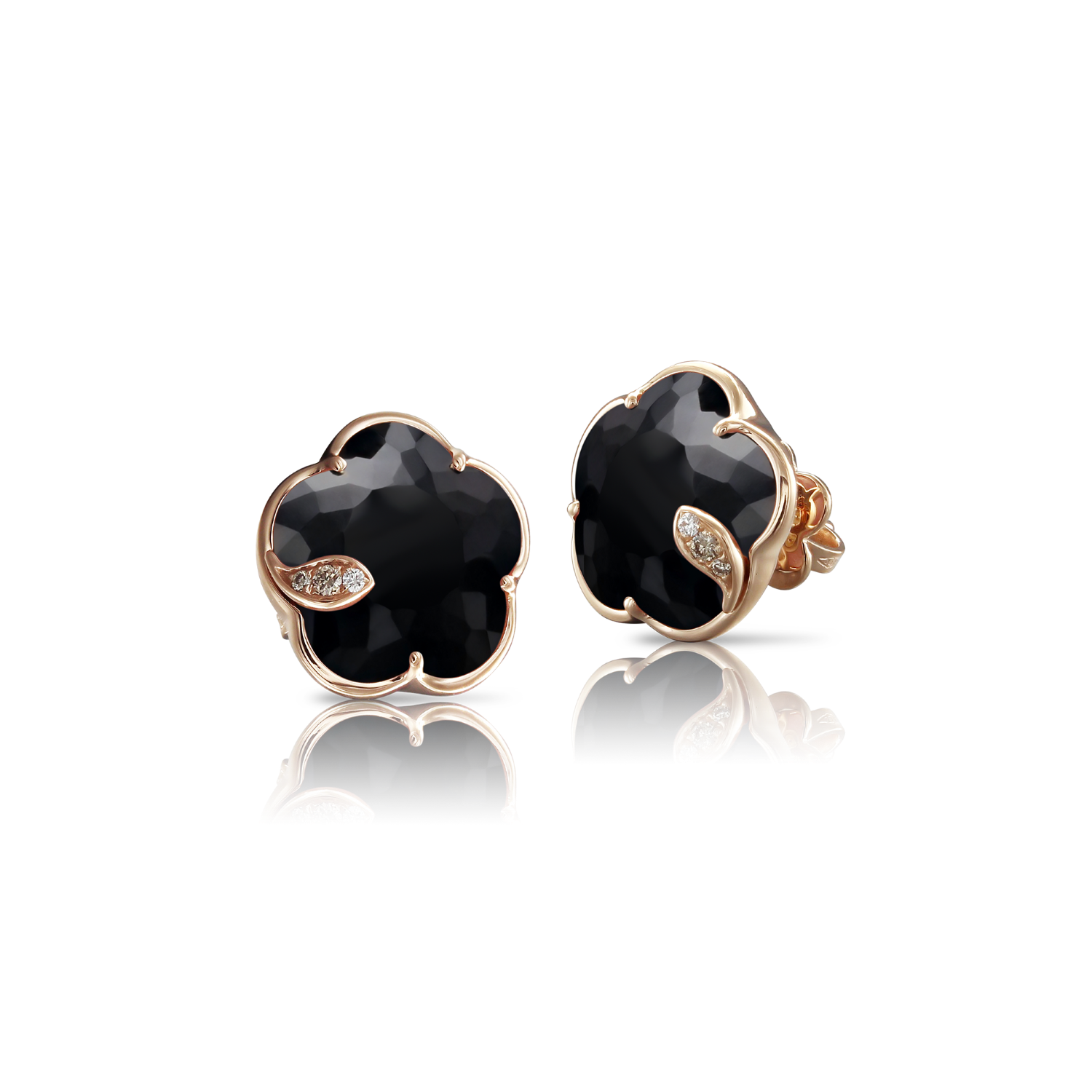 Pasquale Bruni Petit Joli 18ct Rose Gold Diamond Onyx Stud Earrings