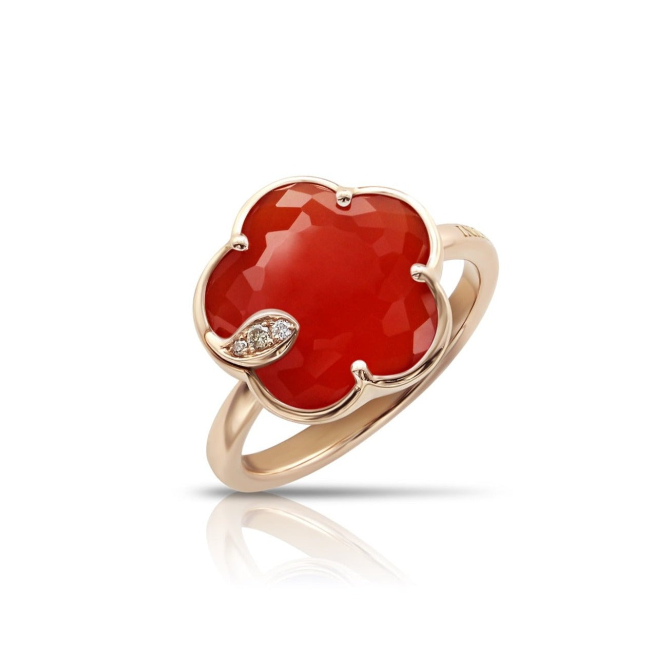 Pasquale Bruni Petit Joli 18ct Rose Gold White and Champagne Diamond Carnelian Ring - 17 (57)