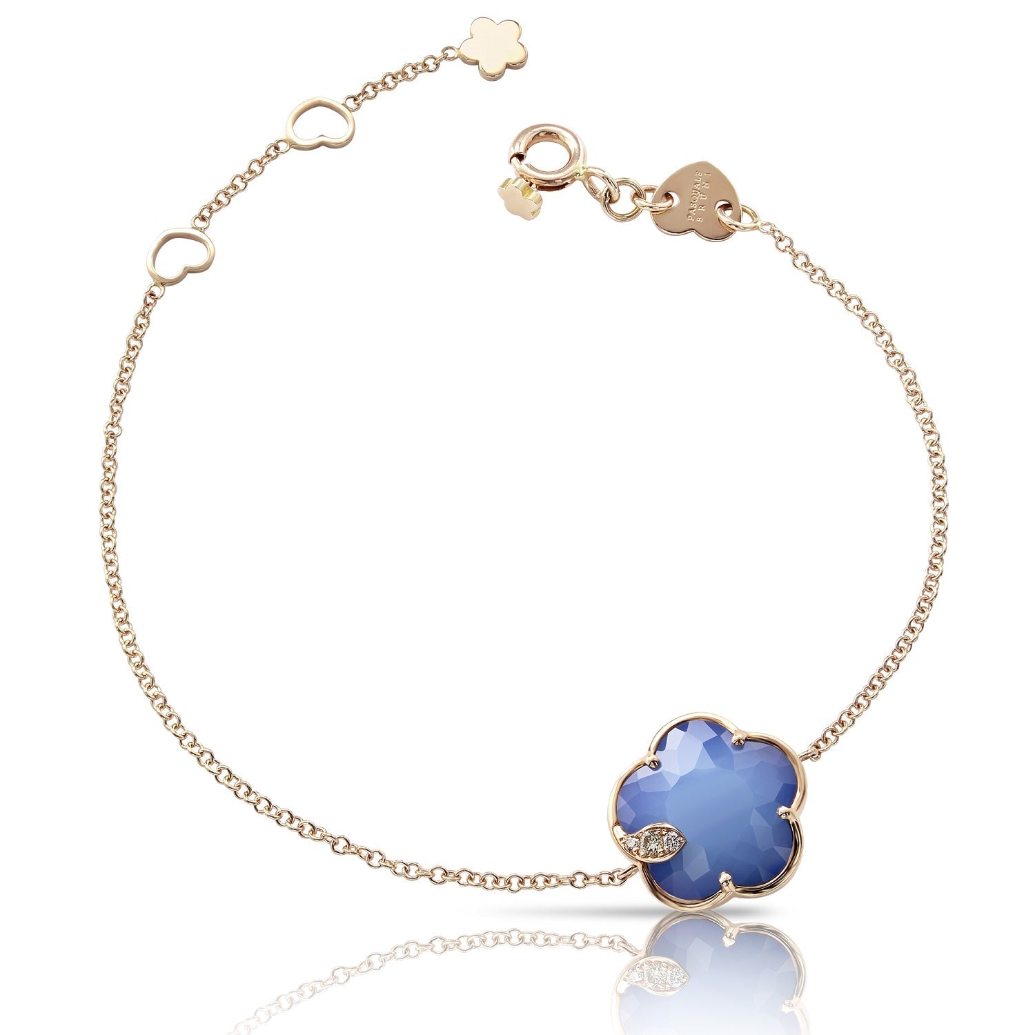Pasquale Bruni Petit Joli 18ct Rose Gold White and Champagne Diamond Agate Lapis Lazuli Doublet Bracelet - Gold