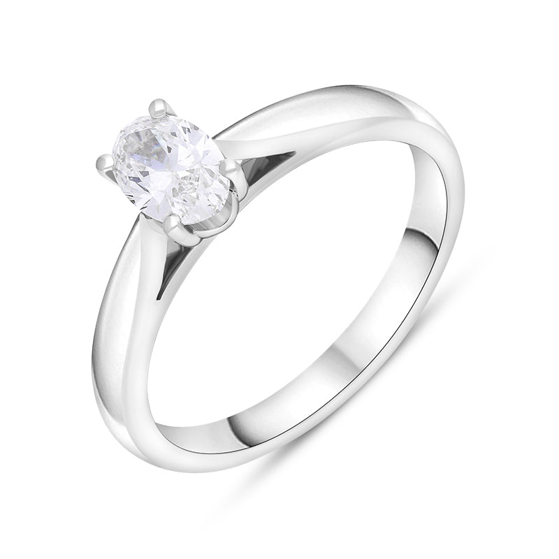 Platinum 0.50ct Diamond GIA Certified Oval Cut Solitaire Ring - M