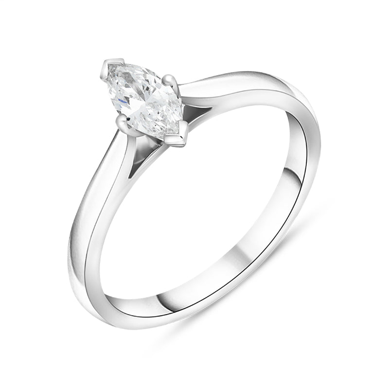 Platinum 0.50ct Diamond Marquise Cut Solitaire Ring - M