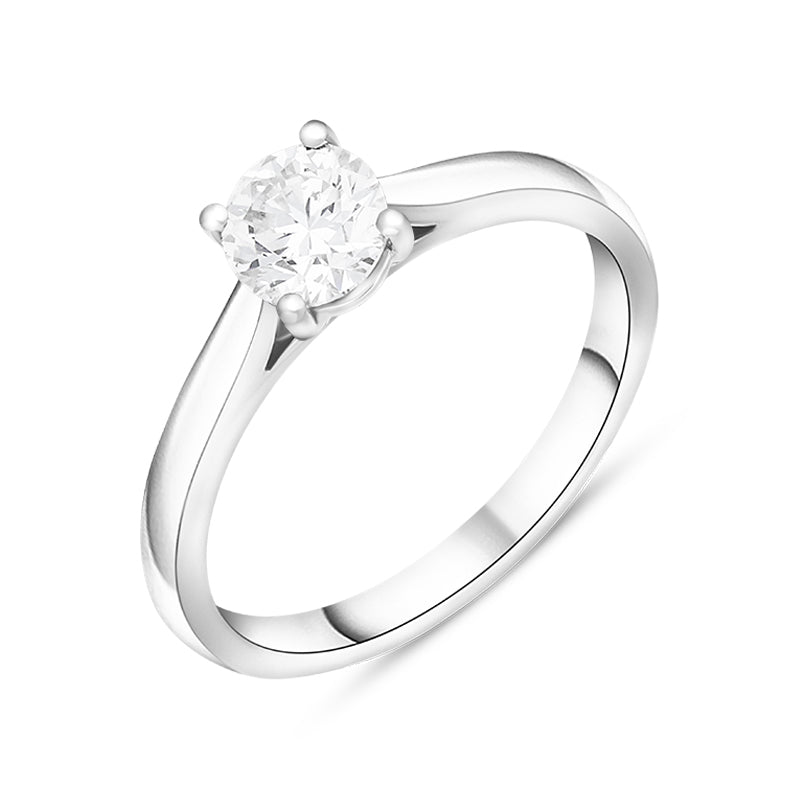 Platinum 0.70ct Diamond Brilliant Cut Solitaire Ring - Silver