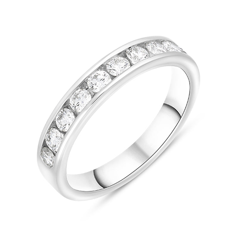 Platinum 0.75ct Diamond Channel Set Half Eternity Ring - Silver