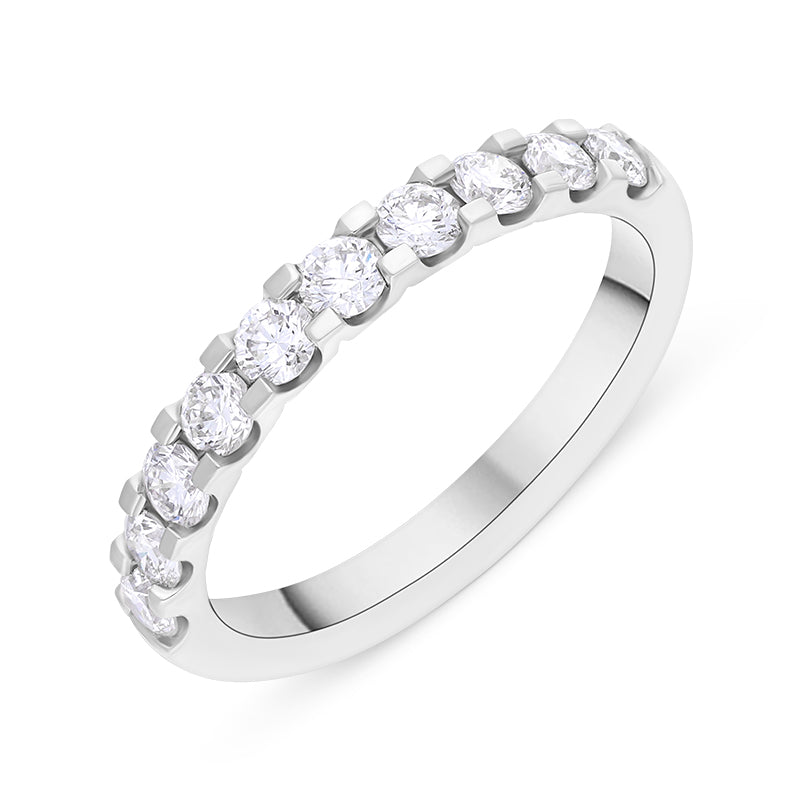 Platinum 0.78ct Diamond Square Claw Half Eternity Ring