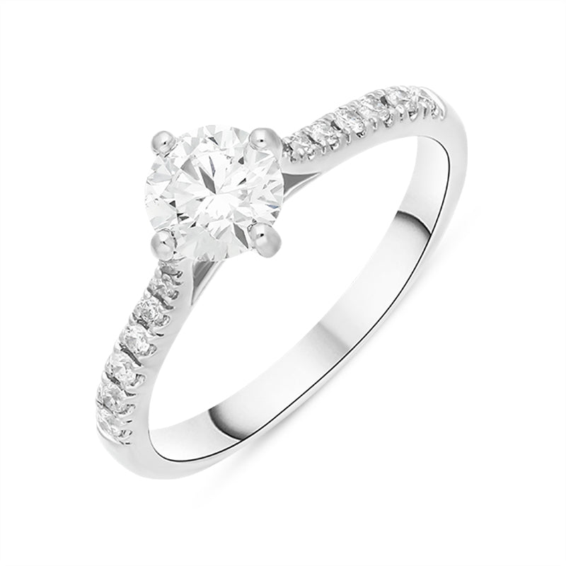Platinum 0.84ct Diamond Shoulder Solitaire Ring
