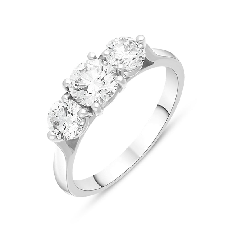 Platinum 1.26ct Diamond Three Stone Ring - O