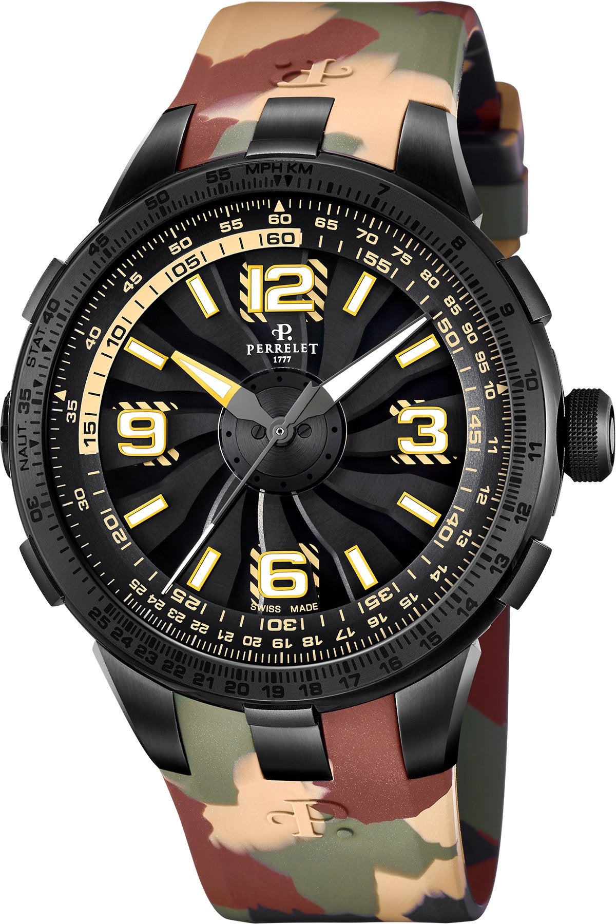 Perrelet Watch Turbine Pilot Camouflage - Black