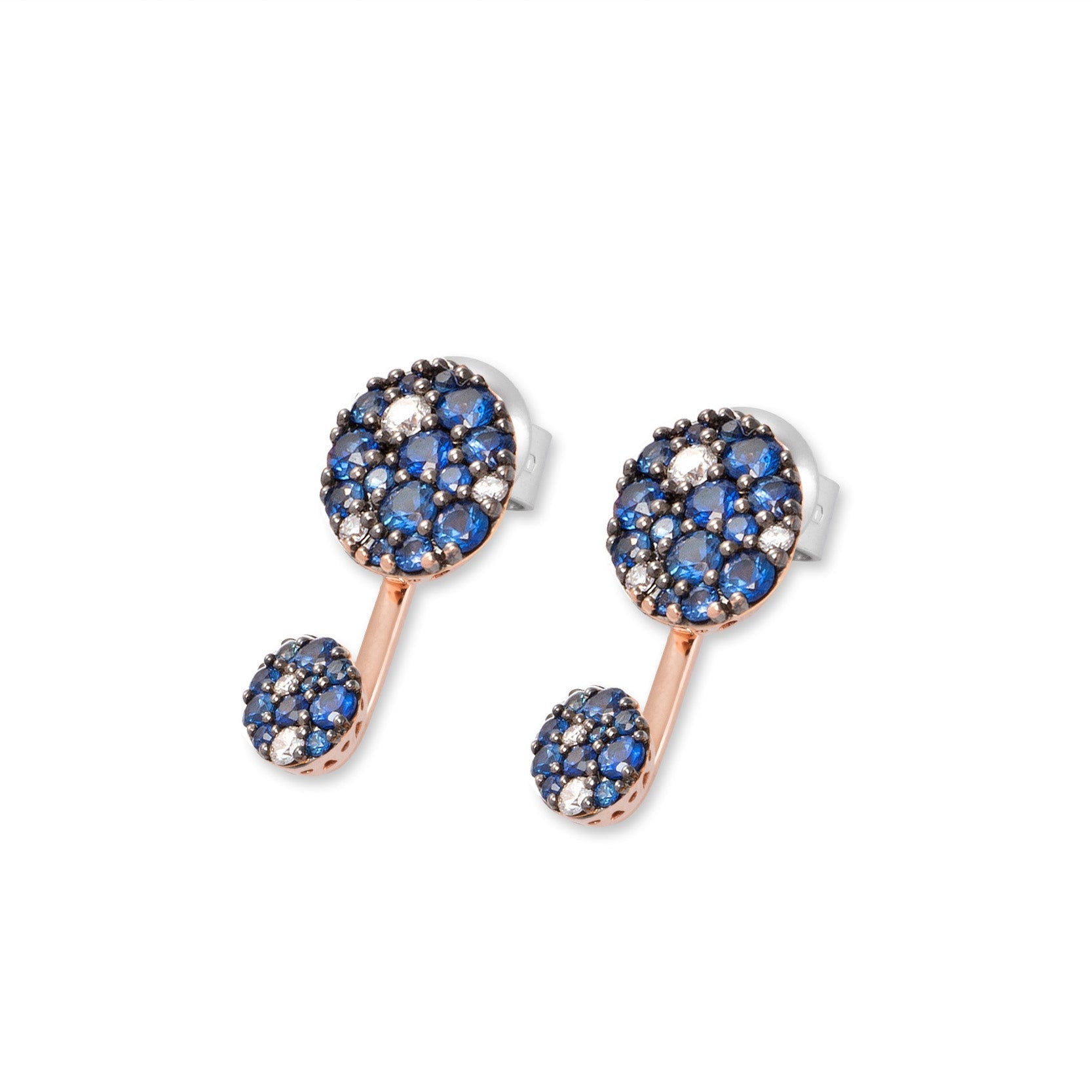 Ponte Vecchio 18ct Rose Gold Sapphire Diamond Drop Stud Earrings