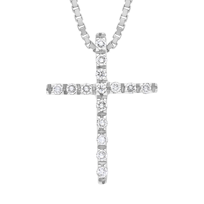 Ponte Vecchio 18ct White Gold 0.14ct Diamond Cross Necklace D