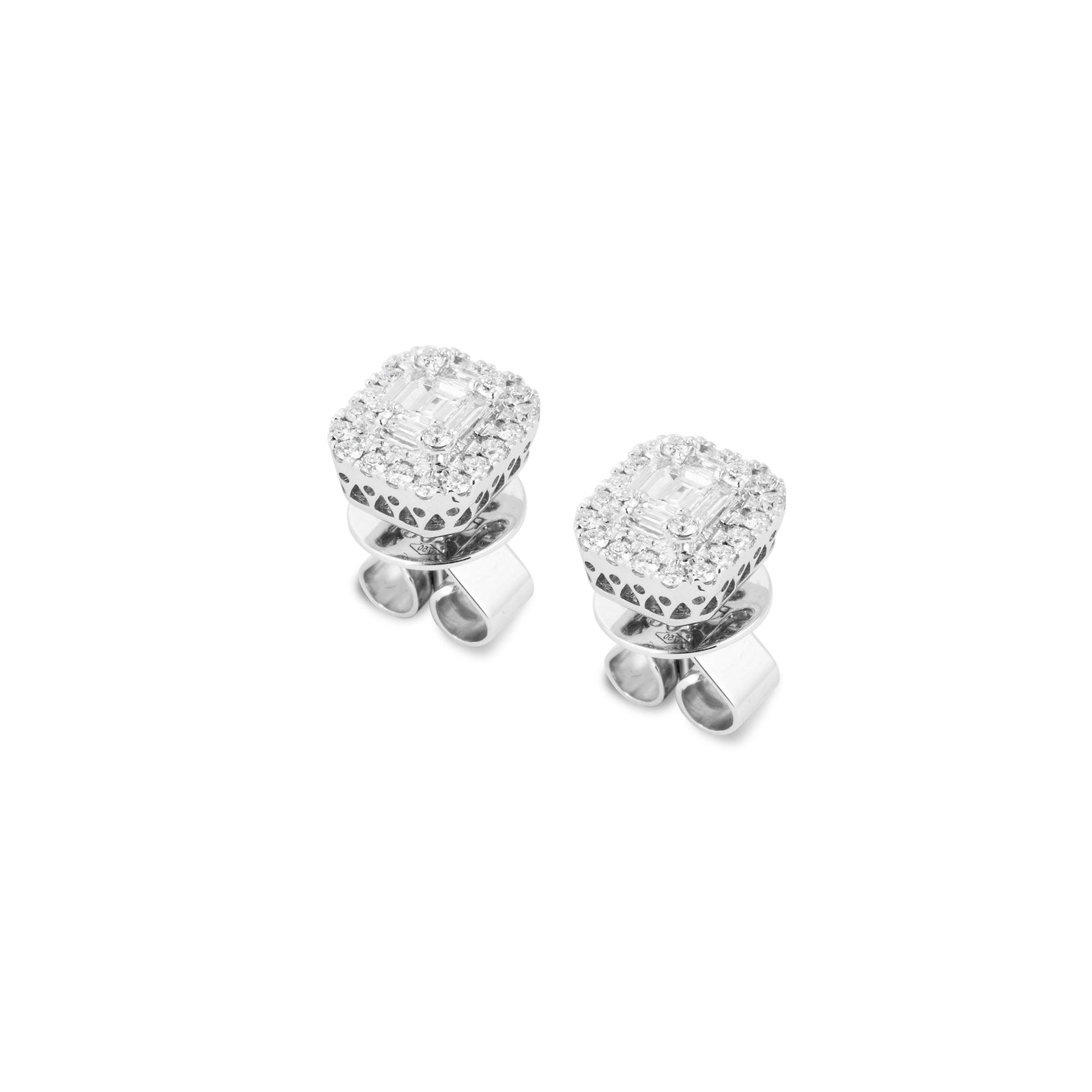 Ponte Vecchio Benvenuto 18ct White Gold 0.50ct Diamond Cushion Cut Stud Earrings - White Gold