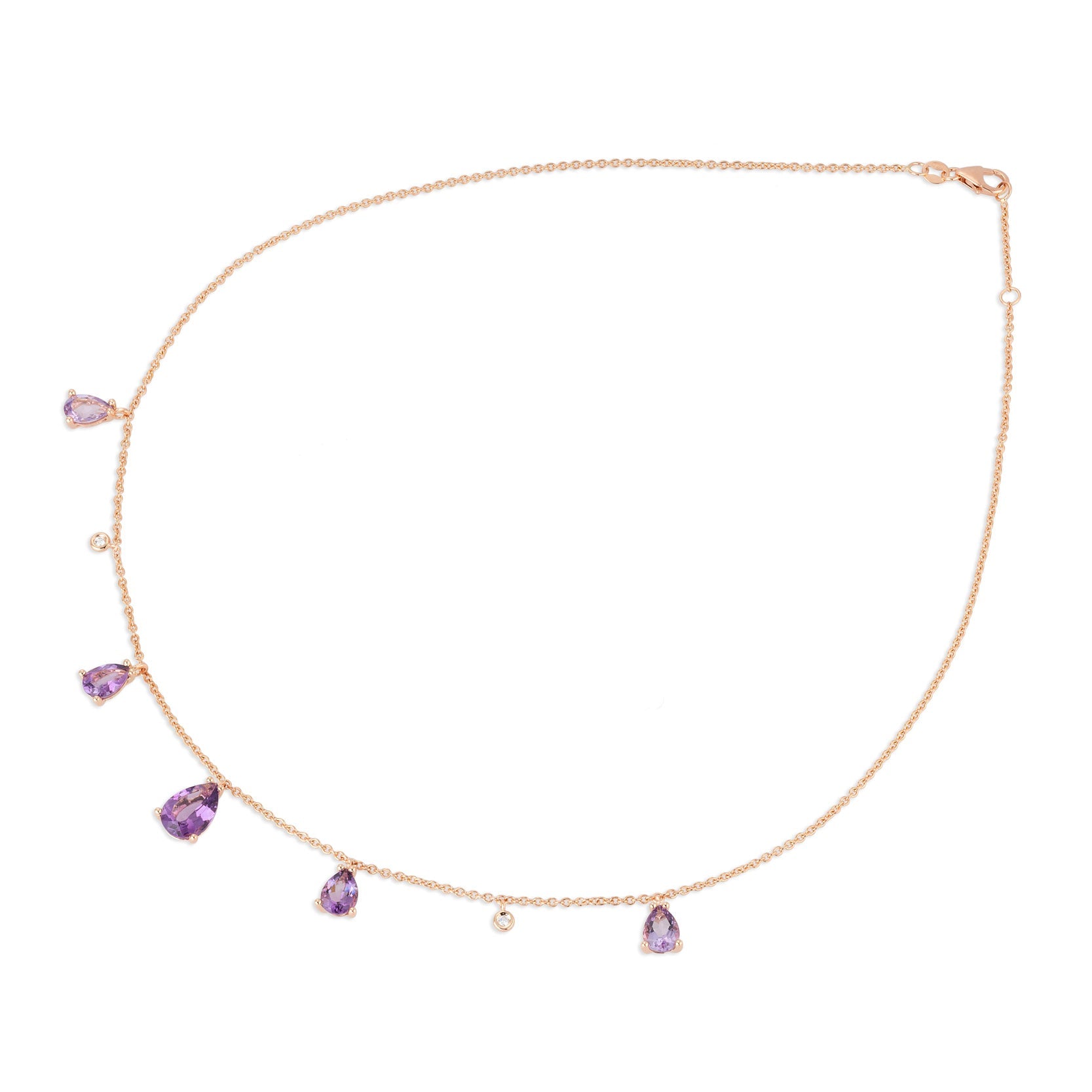 Ponte Vecchio Iris 18ct Rose Gold Amethyst Diamond Chain Necklace