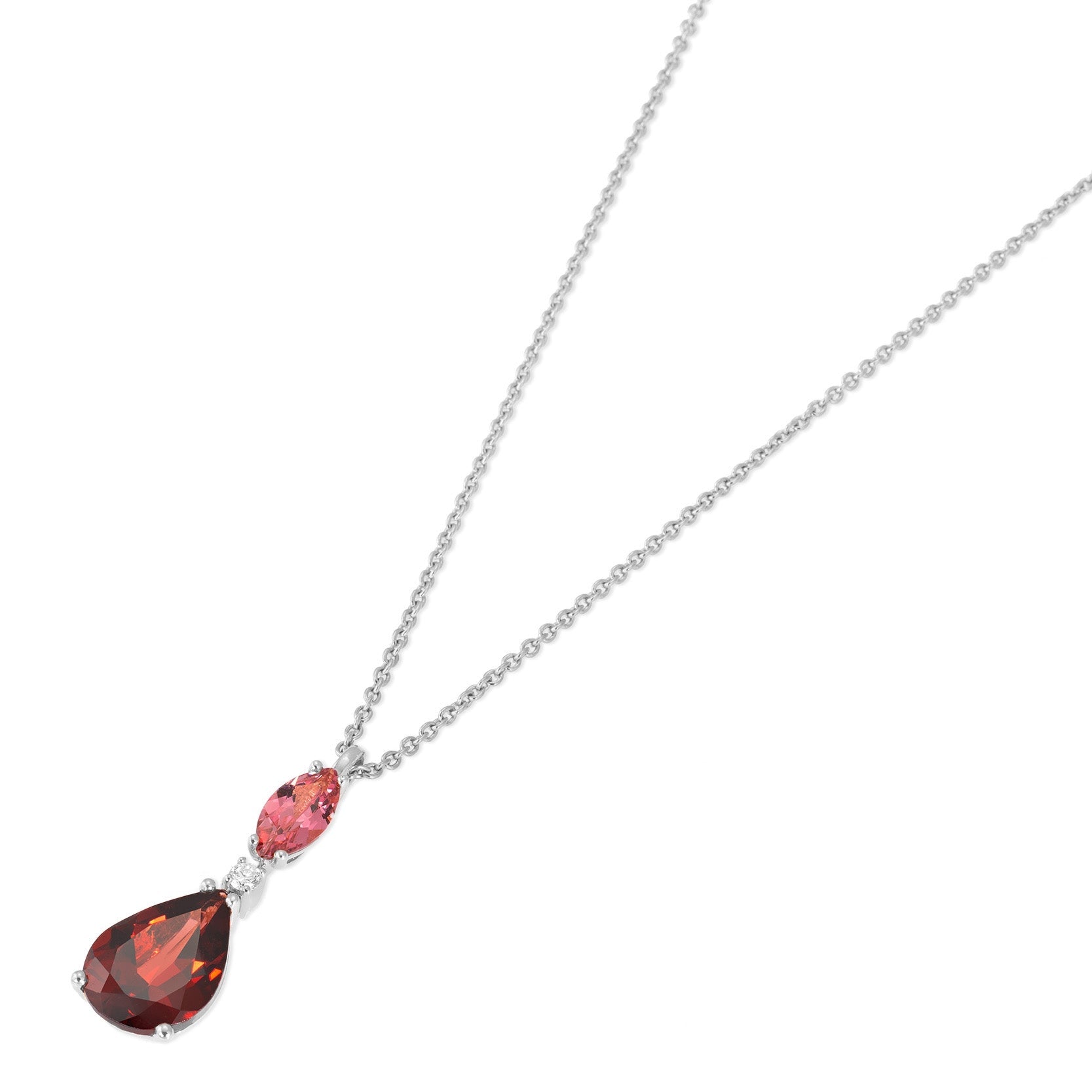 Ponte Vecchio Iris 18ct White Gold Garnet Tourmaline Diamond Necklace