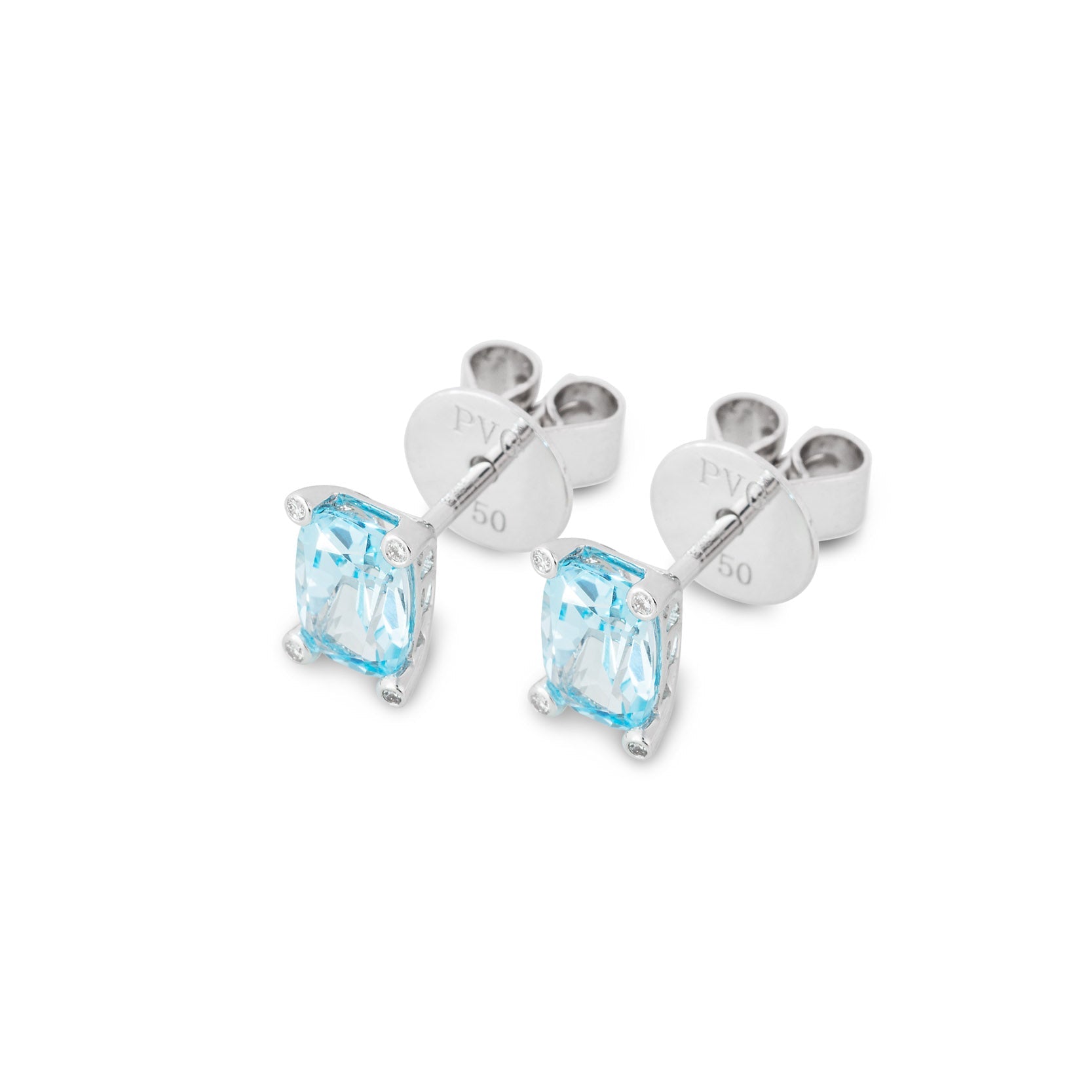 Ponte Vecchio Iris 18ct White Gold Sky Topaz Diamond Stud Earrings