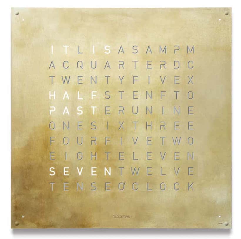 QLOCKTWO Large Creators Edition Silver & Gold Wall Clock 90cm - Silver