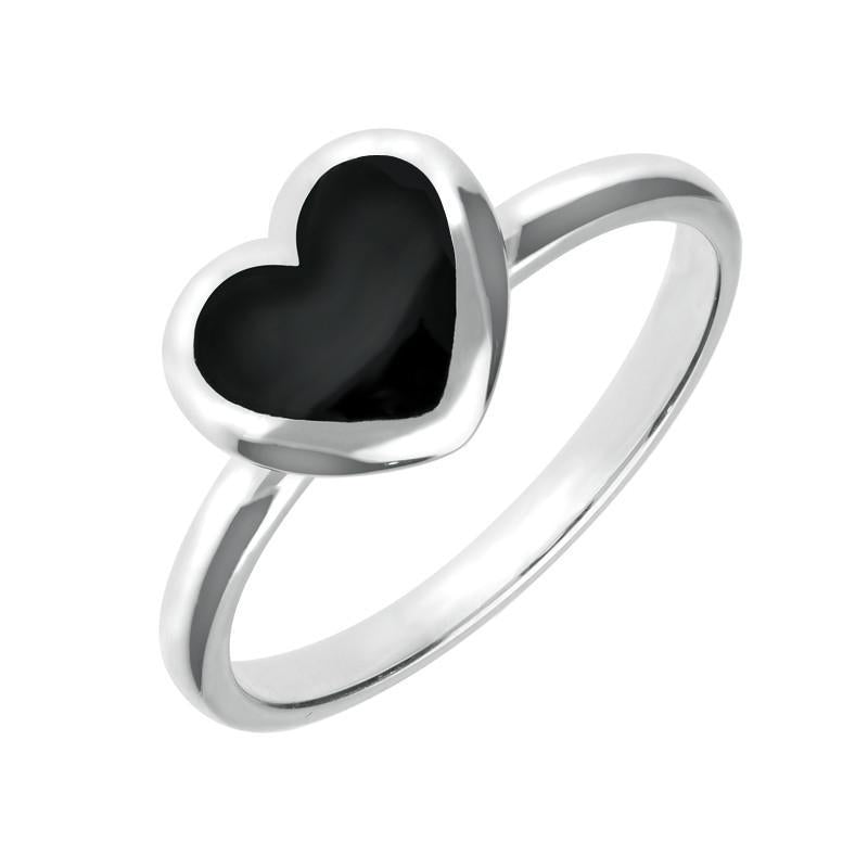 Sterling Silver Whitby Jet Heart Ring