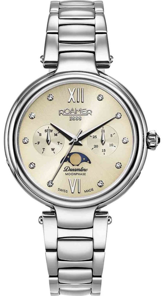 Roamer Watch Dreamline Moonphase Silver Dial Steel - Gold