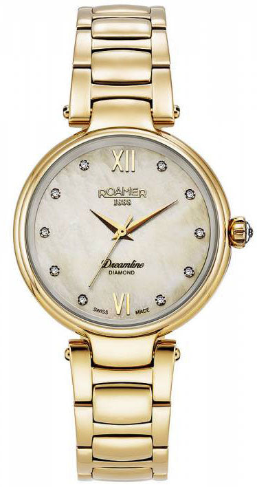 Roamer Watch Dreamline Diamonds Champagne MOP Dial Yellow Gold - Gold