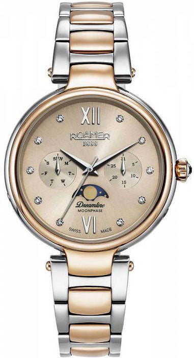 Roamer Watch Dreamline Moonphase Pink MOP Dial Rose Gold Bicolour - Gold