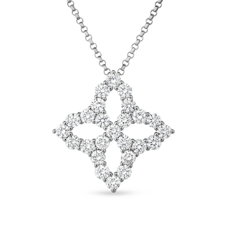 Roberto Coin Diamond Princess 18ct White Gold 1.19ct Diamond Pendant Necklace