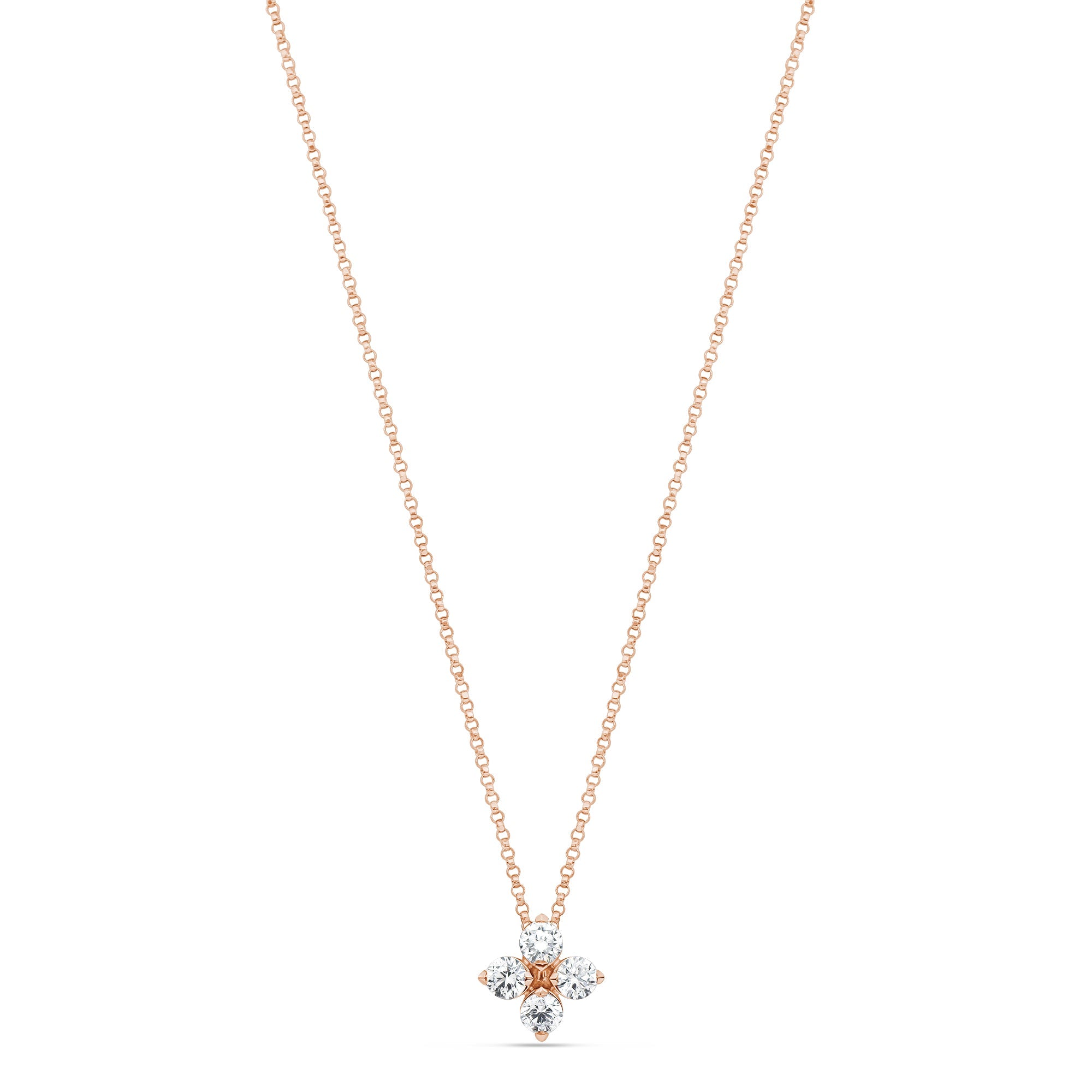 Roberto Coin Love in Verona 18ct Rose Gold Diamond Pendant Necklace - Gold